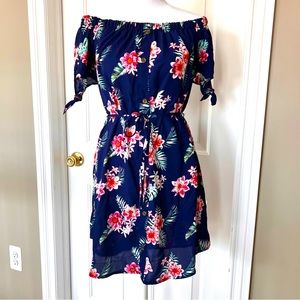 Tropical Print Off The Shoulder Dress!